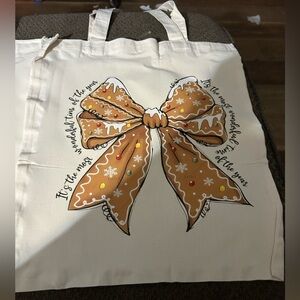 Gingerbread Bow Canvas Tote Bag